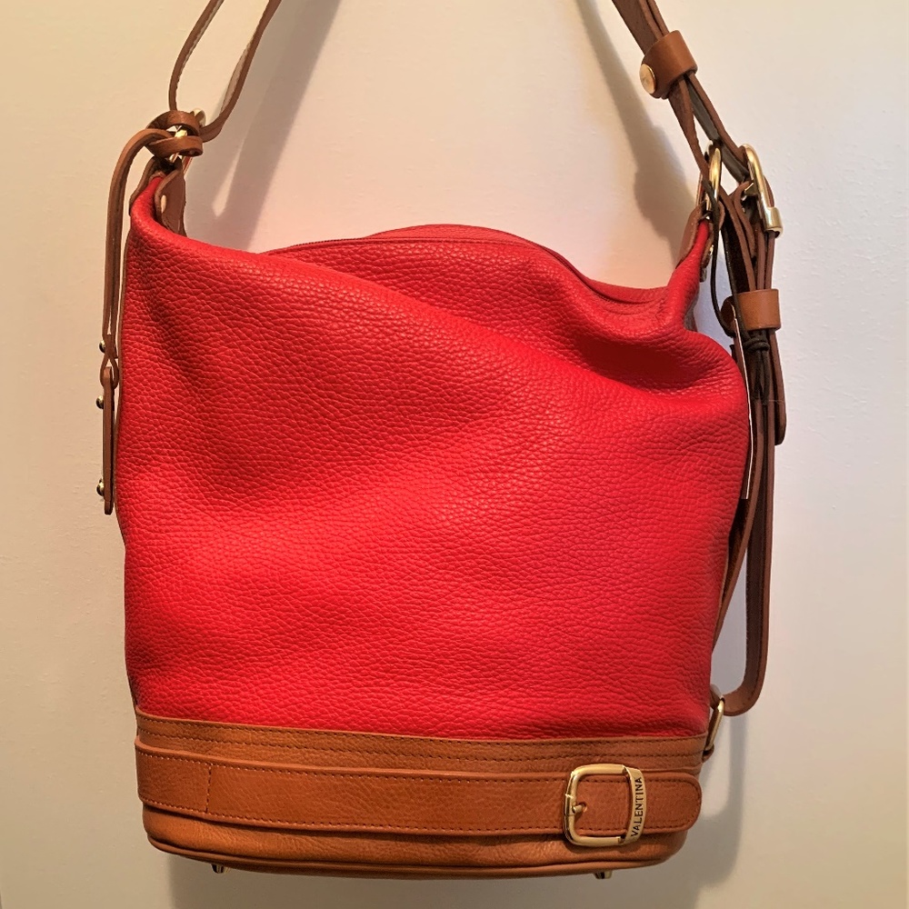 Valentina Italian Leather Bucket Handbag